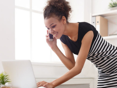 woman thrilled with audio and web conferencing