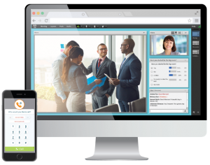Adobe Connect room displayed on computer with MeetingOne AudioOne App displayed on phone: The perfect pair!