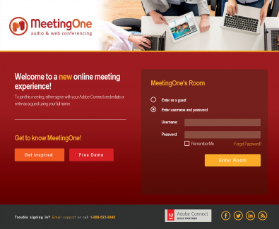 custom login page from MeetingOne
