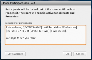 webinar presentation hold message