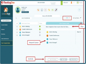 breakdown of the Click&Meet Q&A tool: Floor request mode