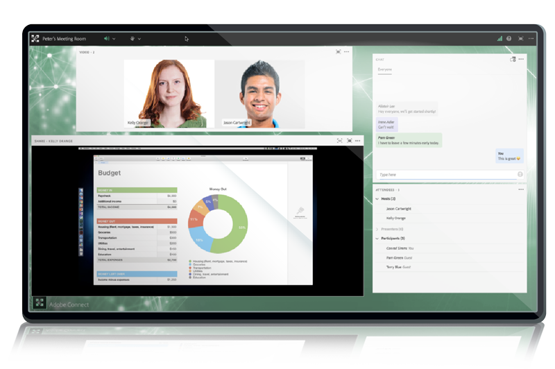 Adobe Connect display of sleek virtual room HTML client