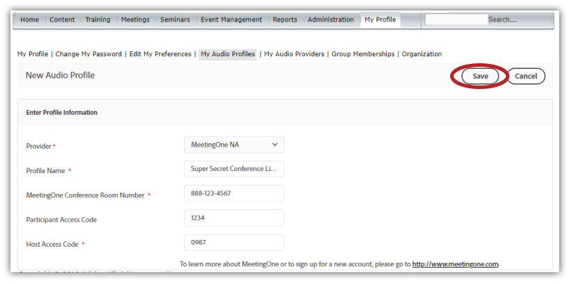 integrate audio in adobe connect